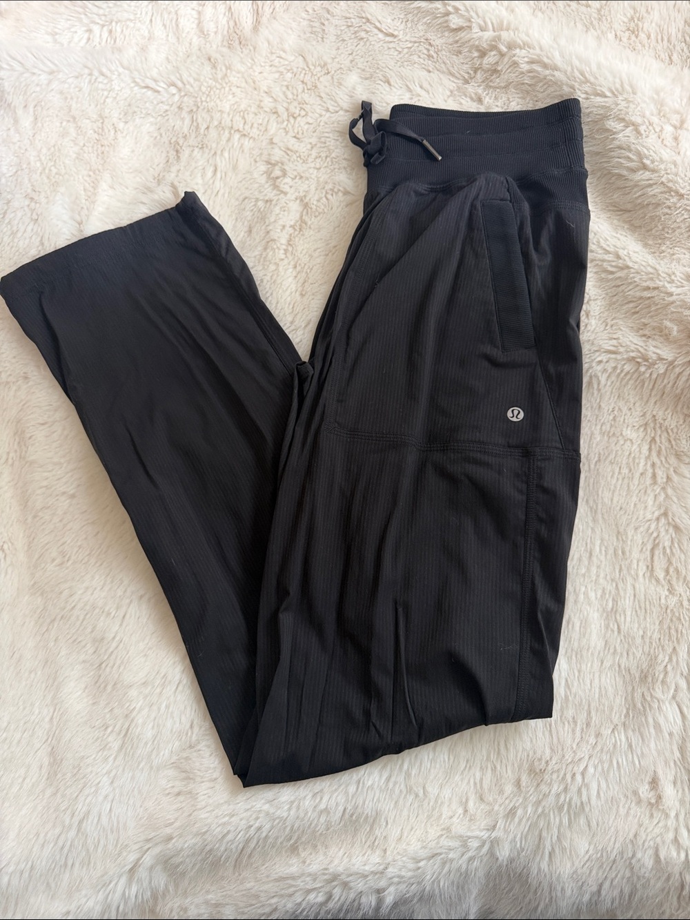 lululemon athletica Women’s Black Ribbed Joggers with Drawstring